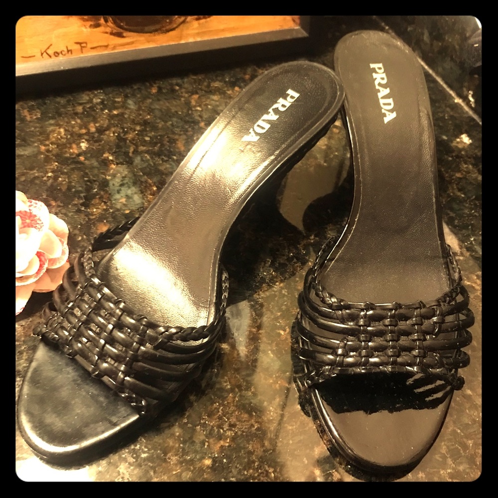 Authentic Prada Black Wedges